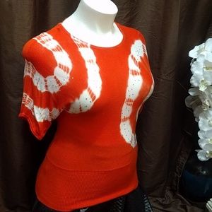 INC orange and white petite shirt tie-dye